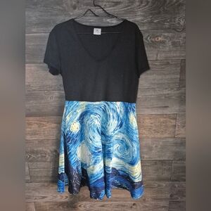 Starry Night Inspired Black and Blue Dress